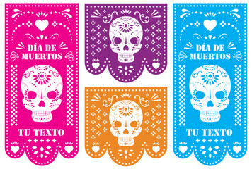 Papel picado largo para el d&iacute;a de muertos de M&eacute;xico
