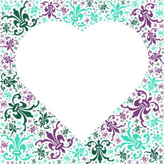 Ornate  frame for your text with heart symbol transparent back digital image 