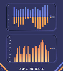 Dashboard Interface. Modern presentation with data charts and HUD diagrams, modern. Statistical infographic elements for websites, charts. Big data visualization.