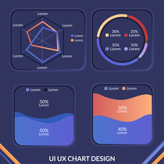 Dashboard Interface. Modern presentation with data charts and HUD diagrams, modern. Statistical infographic elements for websites, charts. mobile application. interface