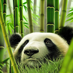 panda bear in bamboo