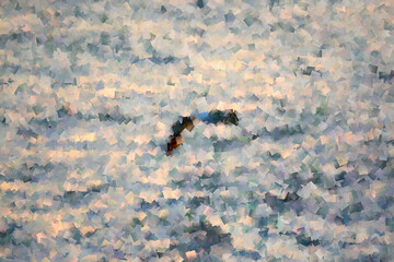 Seagull flying above the sea