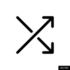 Shuffle, Random or Mix media vector icon in line style design for website design, app, UI, isolated on white background. Editable stroke. Vector illustration.