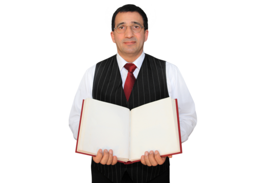 Gesture series: Waiter holds menu.