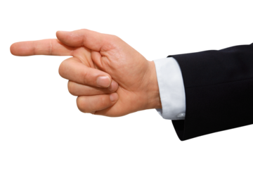 Gesture series: hand symbolically points with index finger.
