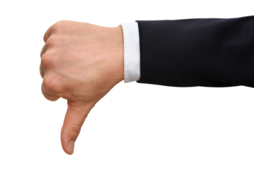 Gesture series: hand points, thumb down.