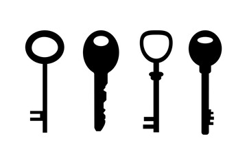 Set of keys in flat style. Vector illustration isolated on white background