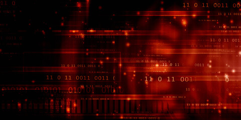 2d illustration abstract digital binary data on computer screen