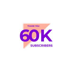 THANK YOU 60K FOLLOWERS CELEBRATION ICON TEMPLATE DESIGN  VECTOR GOOD FOR SOCIAL MEDIA, CARD , POSTER