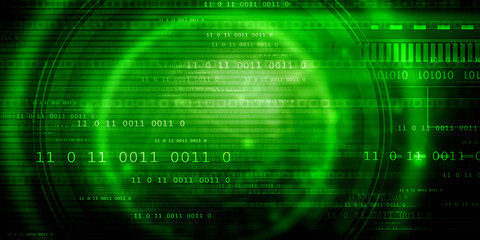 2d illustration abstract digital binary data on computer screen