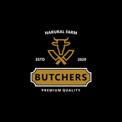 Obraz premium Butchery Vintage Badge Logo Vector Simple