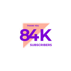 THANK YOU 84K FOLLOWERS CELEBRATION ICON TEMPLATE DESIGN  VECTOR GOOD FOR SOCIAL MEDIA, CARD , POSTER
