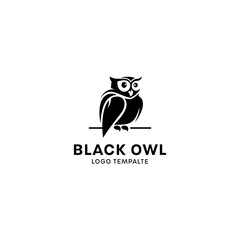 Black Owl Logo Vector Simple Abstract