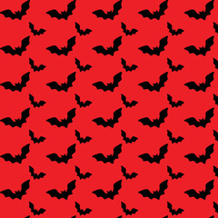Halloween pattern with bats seamless vector background Ready for printing on textiles and other seamless designs. red background