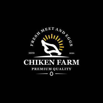 Chiken Farm Vintage Badge Logo Vector SImple