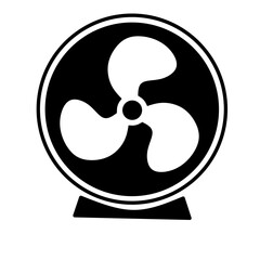 Vector of electric fan sign isolated on a white background. Icon for fan, propeller, wind, turbine, airflow and blower. 