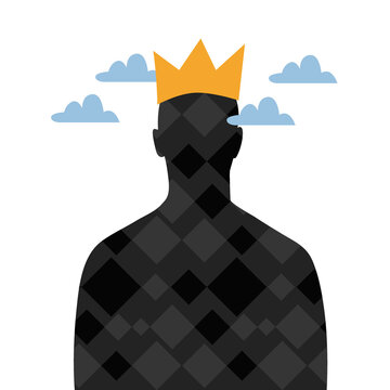 The Concept Of A Big Ego In A Person, Arrogance, Pride. Vector Illustration.