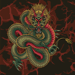 Fierce faced dragon illustration design