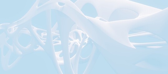 Abstract blue soft background curved pattern in design 3d render