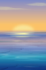Fototapeta na wymiar sunset over the sea illustration
