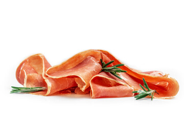 Hamon is forty-eight weeks old. Spanish jamon and traditional food, Jamon Serrano, Bellota, Italian Prosciutto Crudo or Parma ham, whole leg Isolated on white background