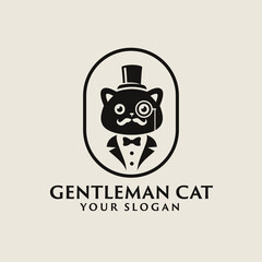 Gentleman baron cute cat logo. Gentleman cat. Baron cat. Cat logo. Pet shop logo.