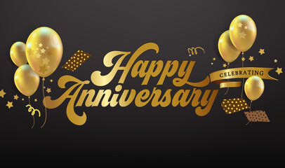 Happy Anniversary banner design. anniversary celebration vector - obrazy, fototapety, plakaty