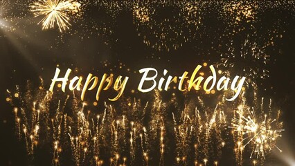 happy birthday greeting card with fireworks - Powered by Adobe