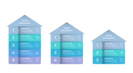 Infographic templates with house divided on segments with place for text and icons
