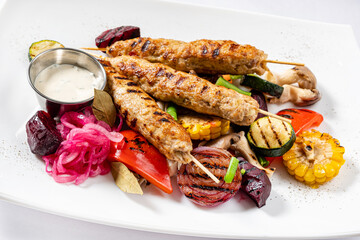 Tasty lula kebab on the plate