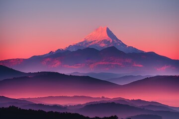 Beautiful sunrise in the mountains.	