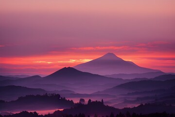 Beautiful sunrise in the mountains.	