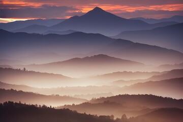 Fototapeta na wymiar Beautiful sunrise in the mountains. 