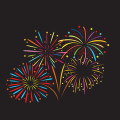 fireworks vector illustration. celebration party element. new year decoration.