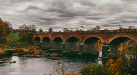 Longest operating brick bridge in Europe. Old red brick bridge.