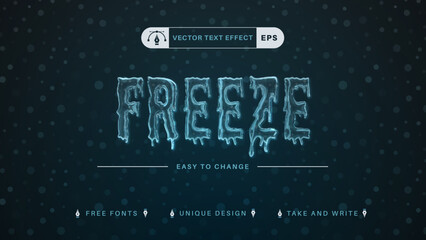 Freeze - Editable Text Effect, Font Style - obrazy, fototapety, plakaty