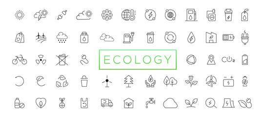 Ecology line icon collection. Ecology and nature green symbol. Nature icon. Outline nature green icons set. Eco green icons