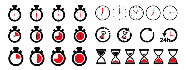 Timer, Clock Icon Set - Different Isolated Illustrations