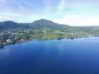 Aerial view of Lake Toba Balige North Sumatra Indonesia, 13 October 2022