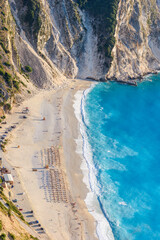View of the paradise beach Myrtos in Kefalonia the beautiful  Ionian island of Greece
