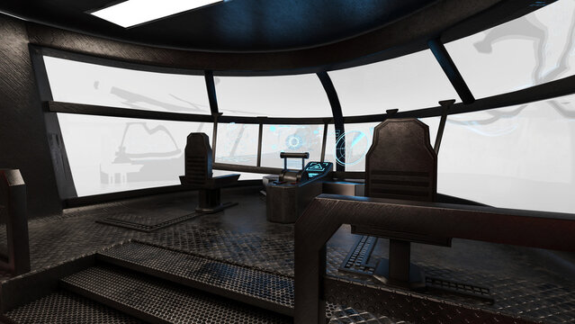 space cockpit in rear view