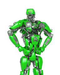 Fototapeta premium master robot is doing a super pose in white background