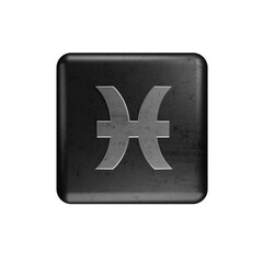 Fototapeta premium Sign of the zodiac in black metal - Pisces. 3d render illustration