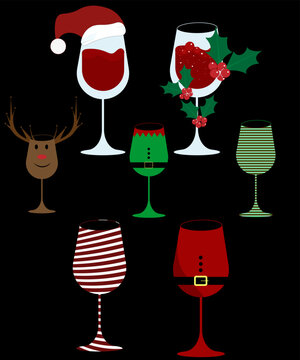 Christmas Elements. Christmas Wine Glass