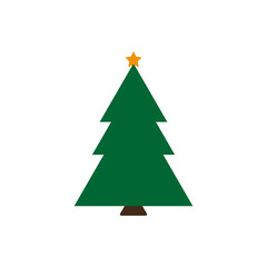 Obraz premium Christmas tree icon, flat vector illustration isolated on white background. Christmas and New Year holidays symbol, decoration.