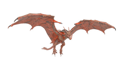 dragon is floating on white background side view