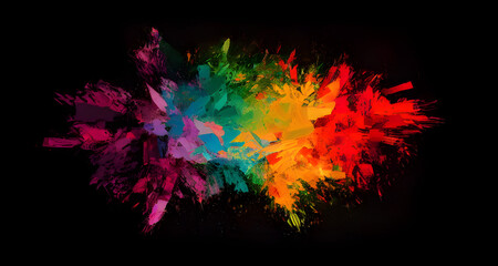 Illustration Explosion of Coloured Smoke on a Dark Backgroound