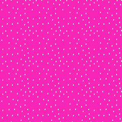 Magenta polka dot background, seamless pattern. Irregular shapes. Dotted background with circles, dots. Vector illustration. For print, wrapping paper, wallpaper, textile, fabric