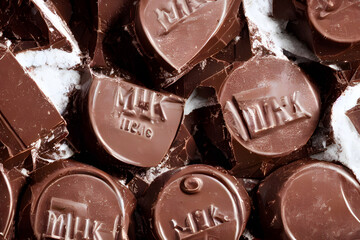 chocolate, a sweet food made from cacao and milk, a yummy snack