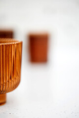 stylish brown faceted glass. the selective focus